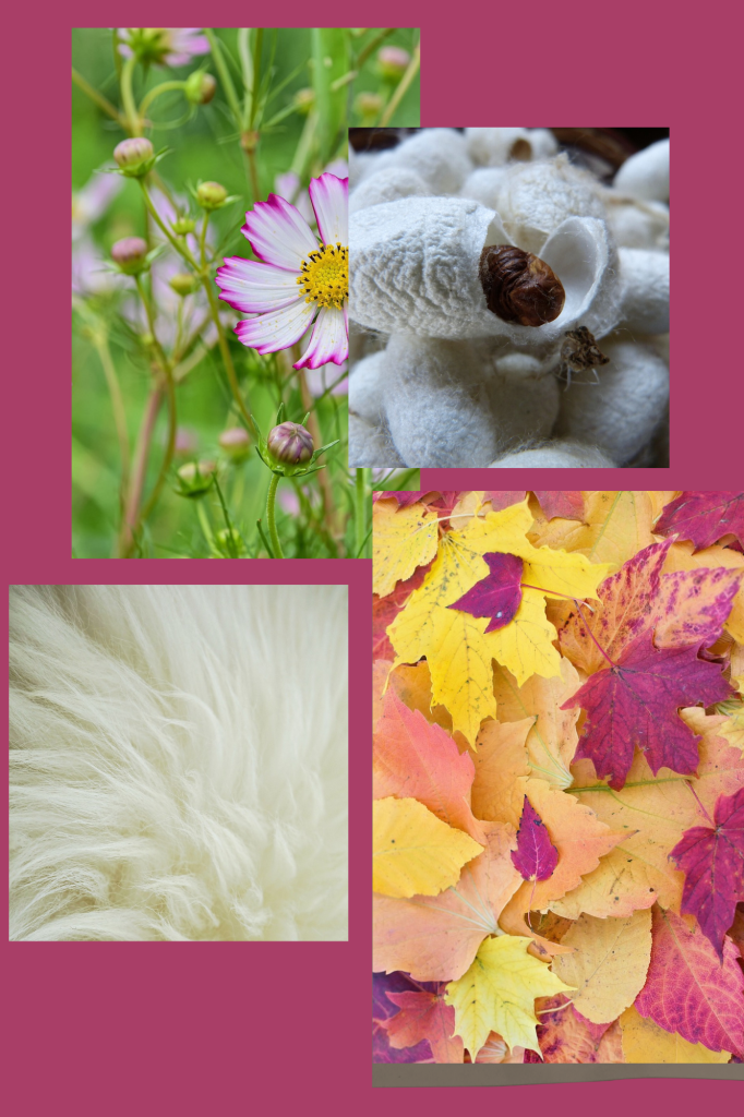 fibre animal laine et soie et feuille et fleur
